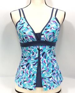 Free Country Tankini Women's Swim Suit Top Gray Purple Size Medium 8/10